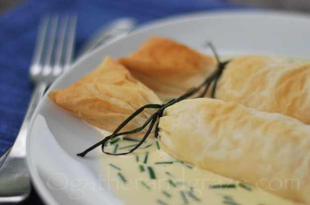 Seafood Filo Bonbons with Lemon Cream Sauce | Gather and Graze