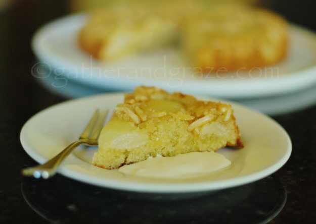 Pear and Almond Upside-Down Cake | Gather and Graze
